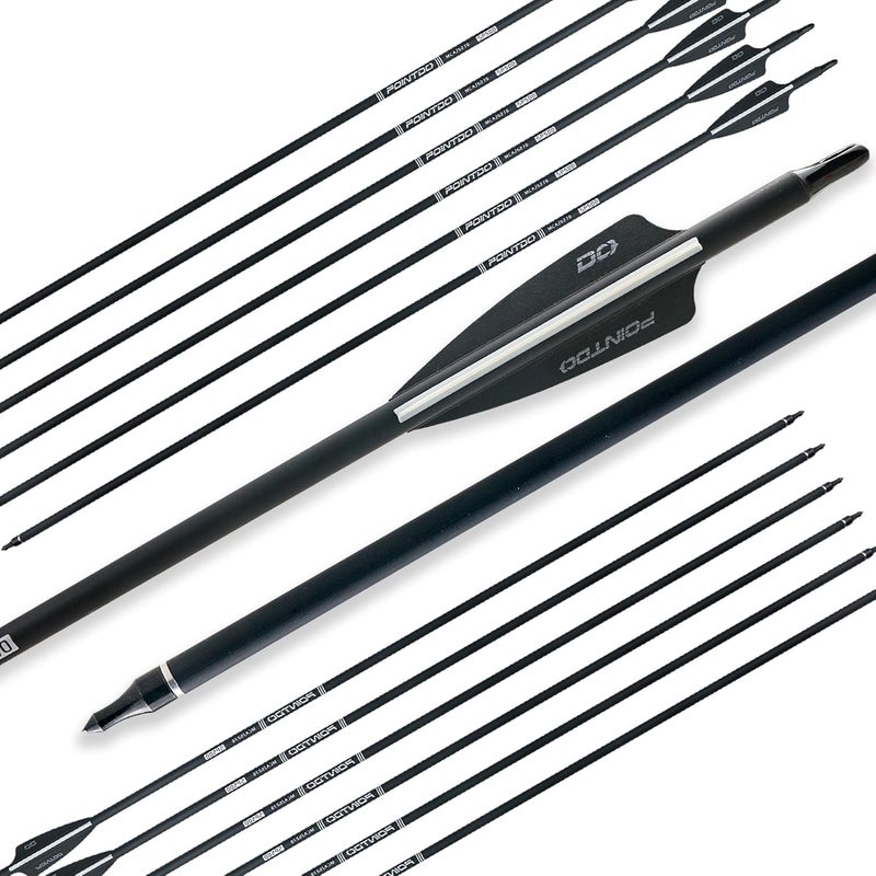 Pointdo 28"/30"/32inch Carbon Arrow Practice Hunting Arrows with Removable Tips for Compound & Recurve Bow(Pack of 12) - Image 1